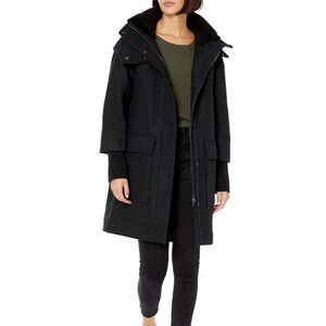 SOIA & KYO Karine Wool Parka Jacket Winter Coat Snow Long Hooded Casual Everyday